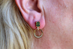 Morning Sun Moss Agate Gold Drop Earring Hoops