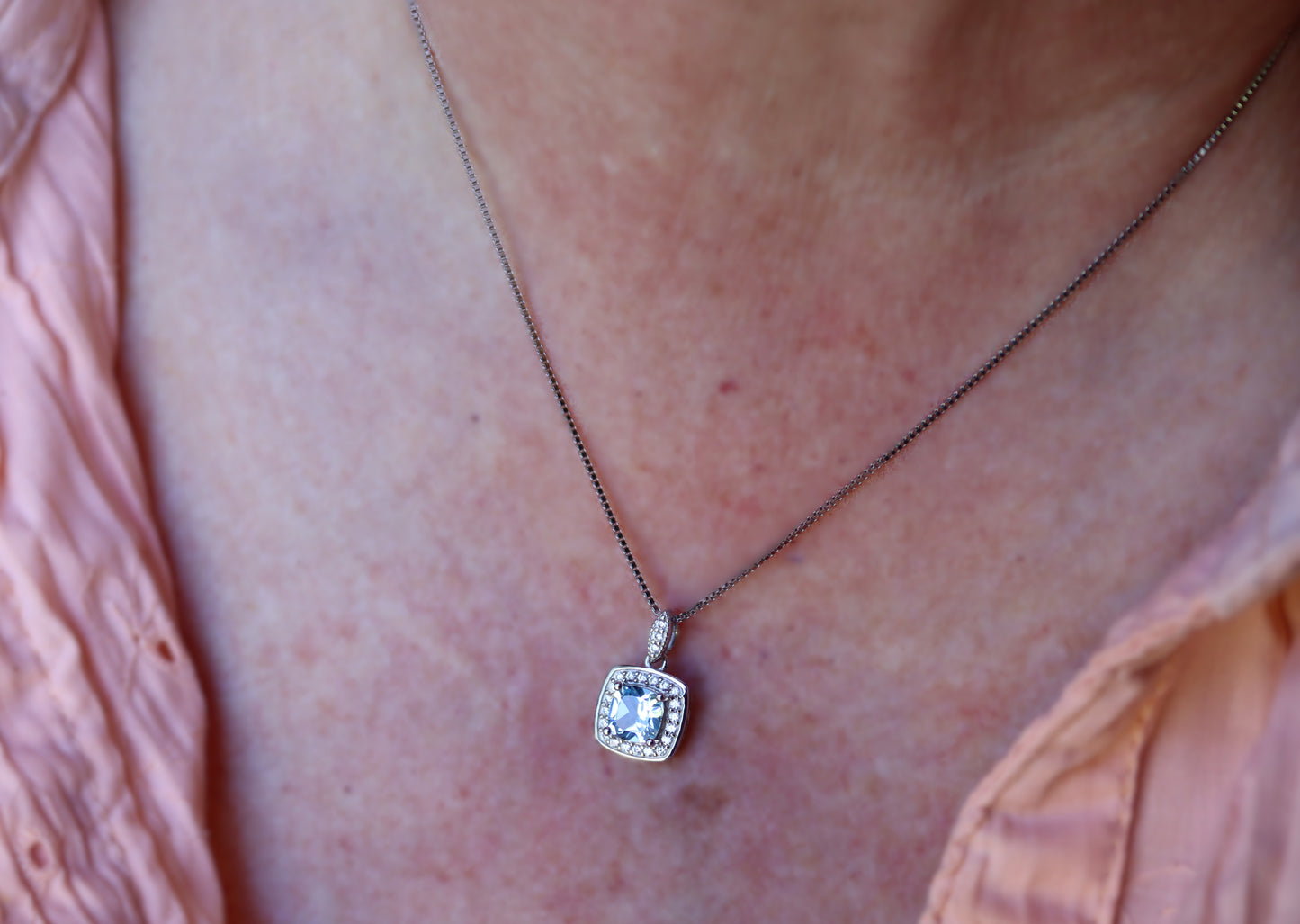 Princess Sky Blue Topaz Ring, Necklace, and Earrings Gift Set