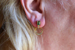 Morning Sun Moss Agate Gold Drop Earring Hoops