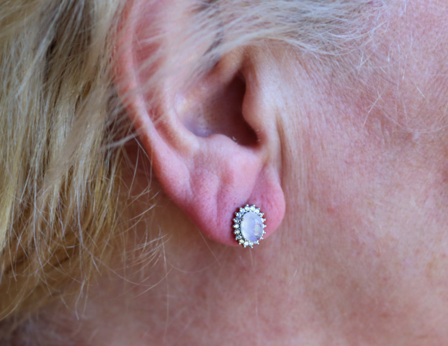 Sunflower Moonstone Silver Earrings