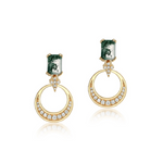 Morning Sun Moss Agate Gold Drop Earring Hoops