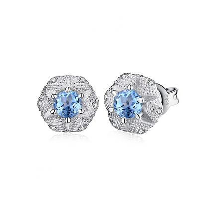 Starburst Blue Topaz Stud Earrings