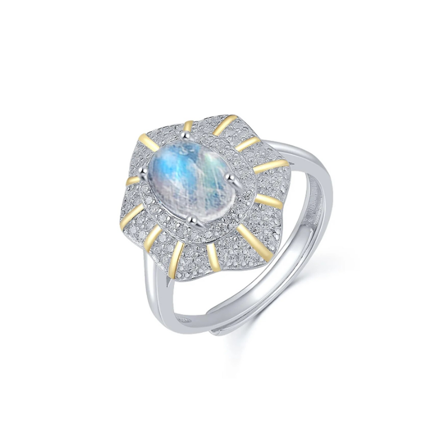 Lunar Flower Adjustable Moonstone Ring