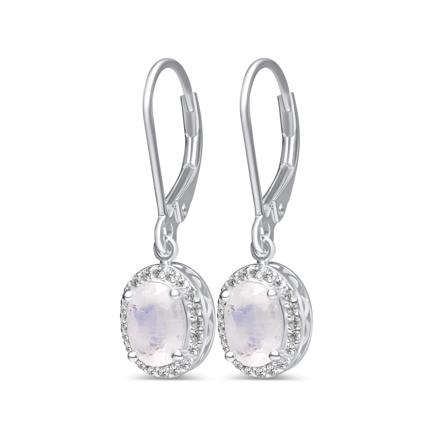 Celestial Body Oval Moonstone Drop Earrings