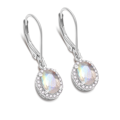 Celestial Body Oval Moonstone Drop Earrings