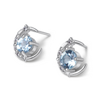 Sky Blue Topaz Silver Crescent Moon Earrings