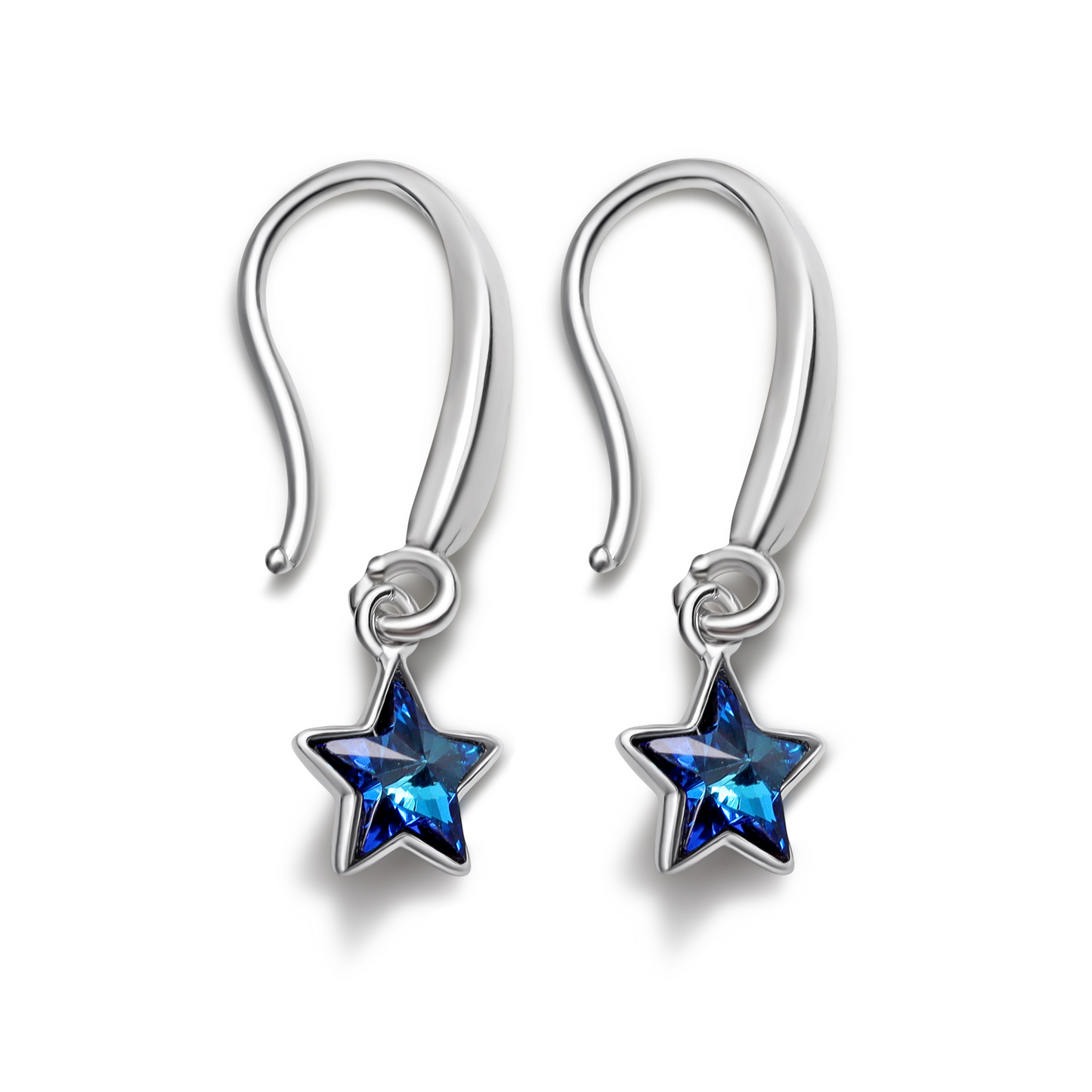 Blue Crystal Star Drop Earrings