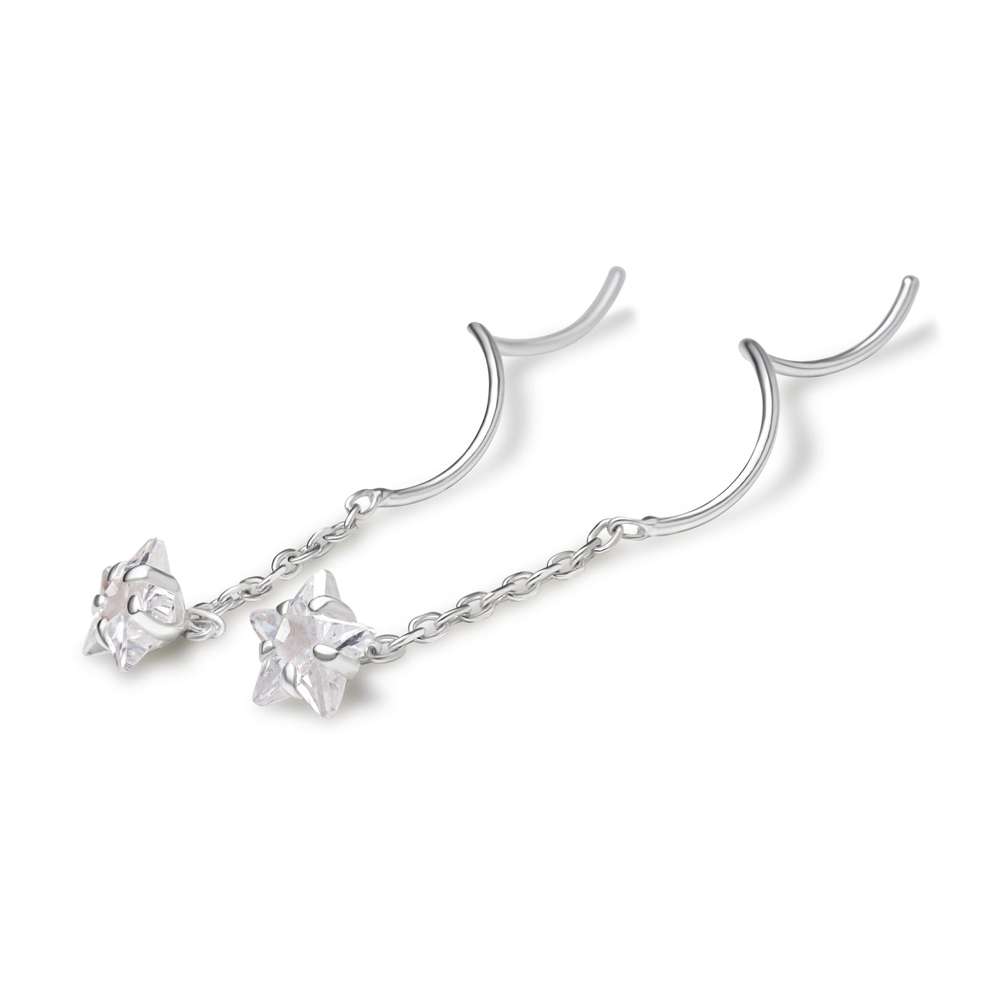 Shooting Star Crystal Threader Earrings