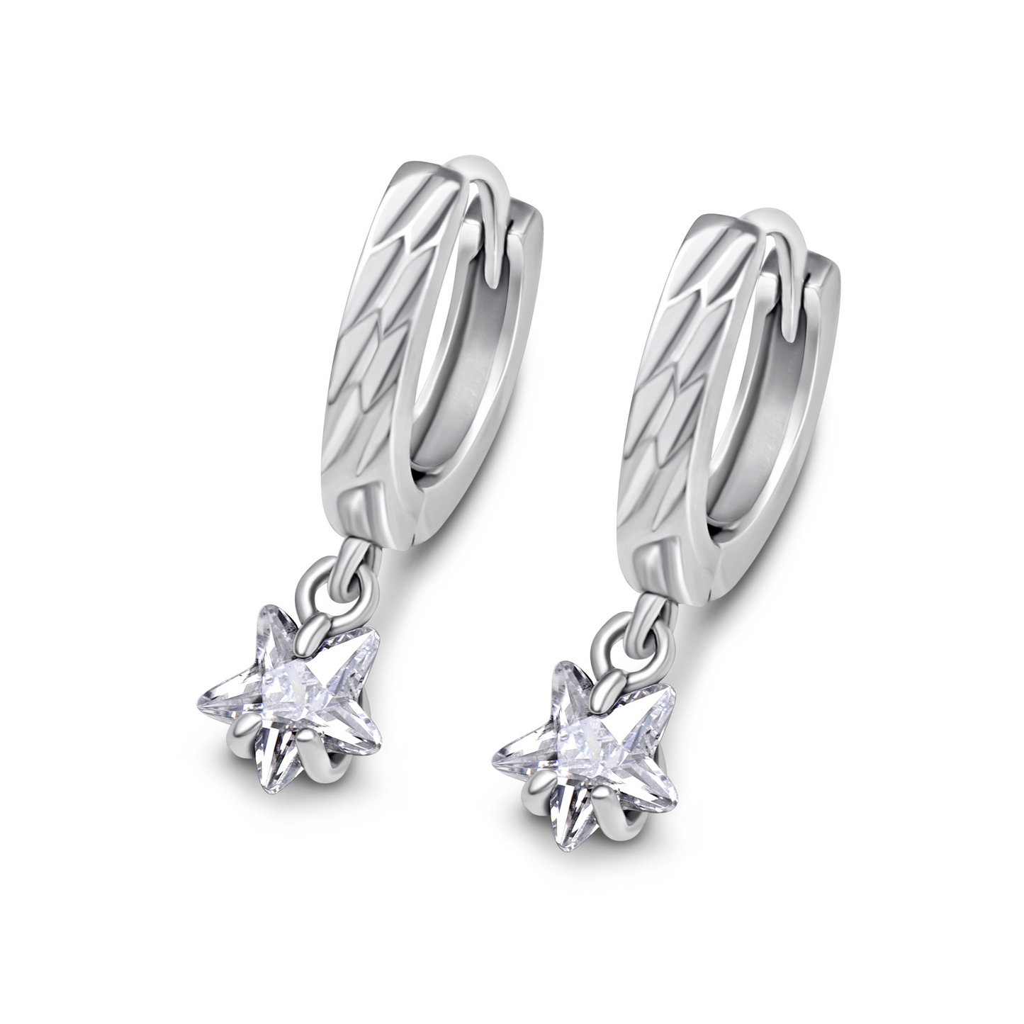 Dainty Crystal Star Hoop Earrings