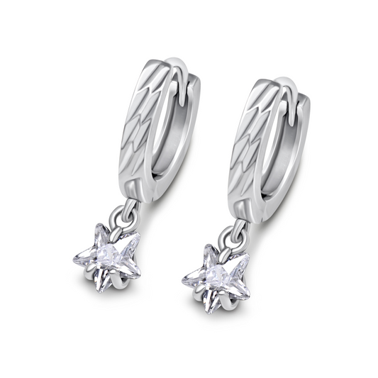 Dainty Crystal Star Hoop Earrings