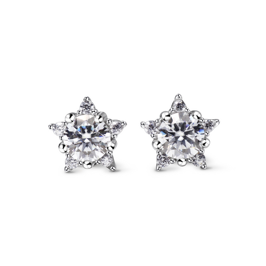 Stardust Moissanite Star Stud Earrings