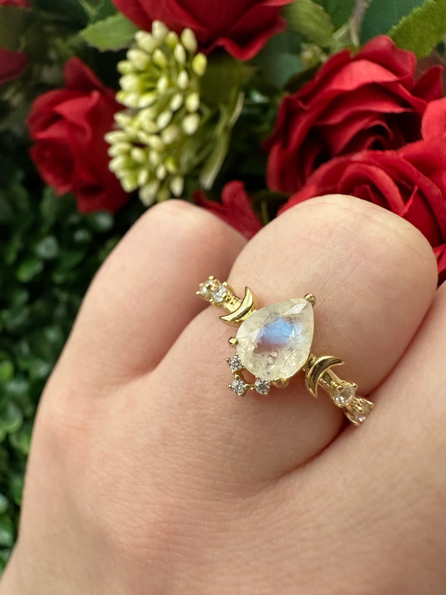 Lunar Phases Moonstone Ring