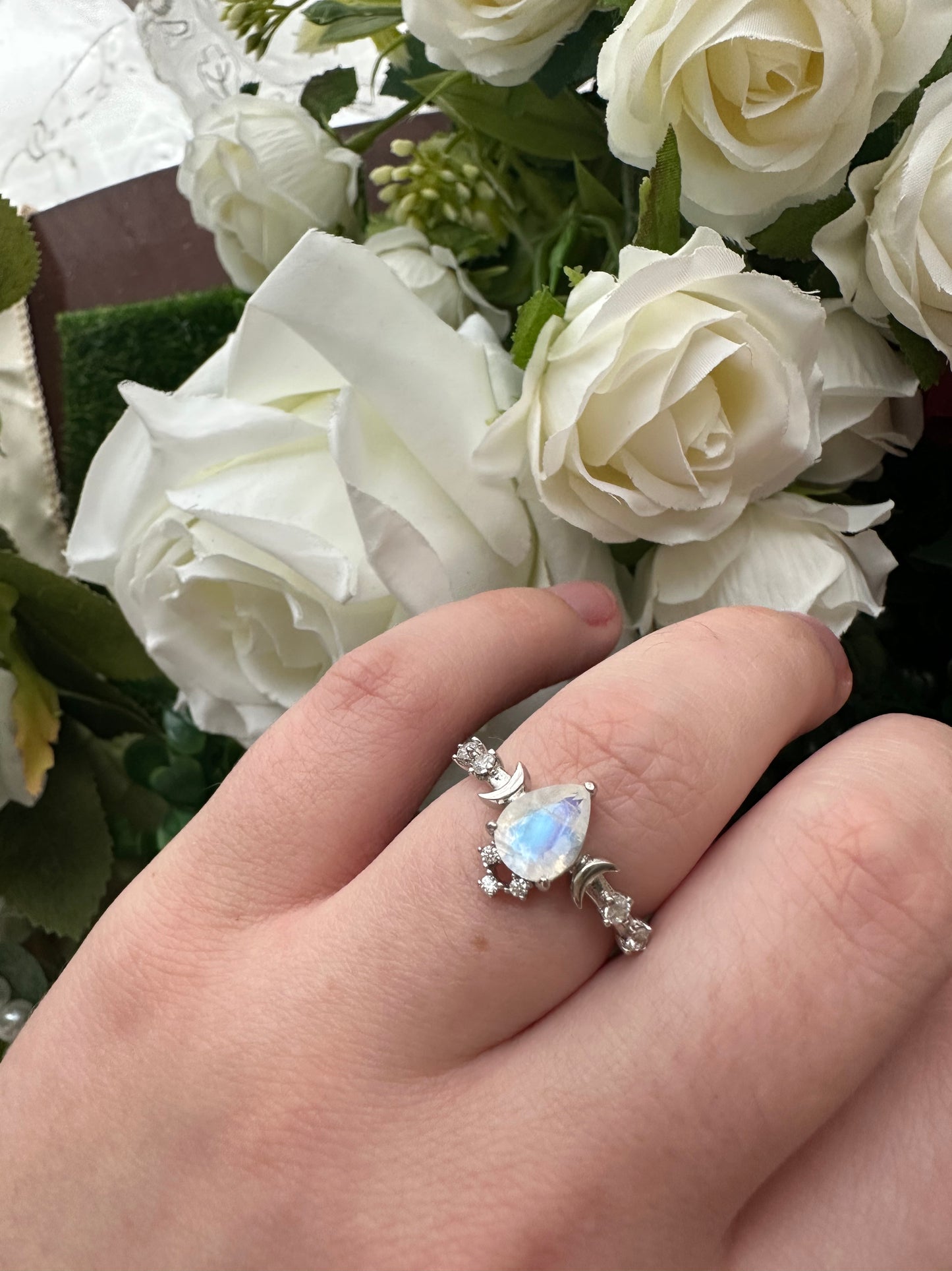 Lunar Phases Moonstone Ring