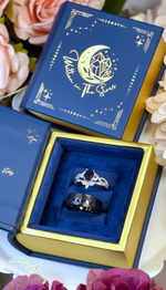 Written in the Stars Jewelry Book Ring Box - Gold Double Ring Book Shaped Ring Box