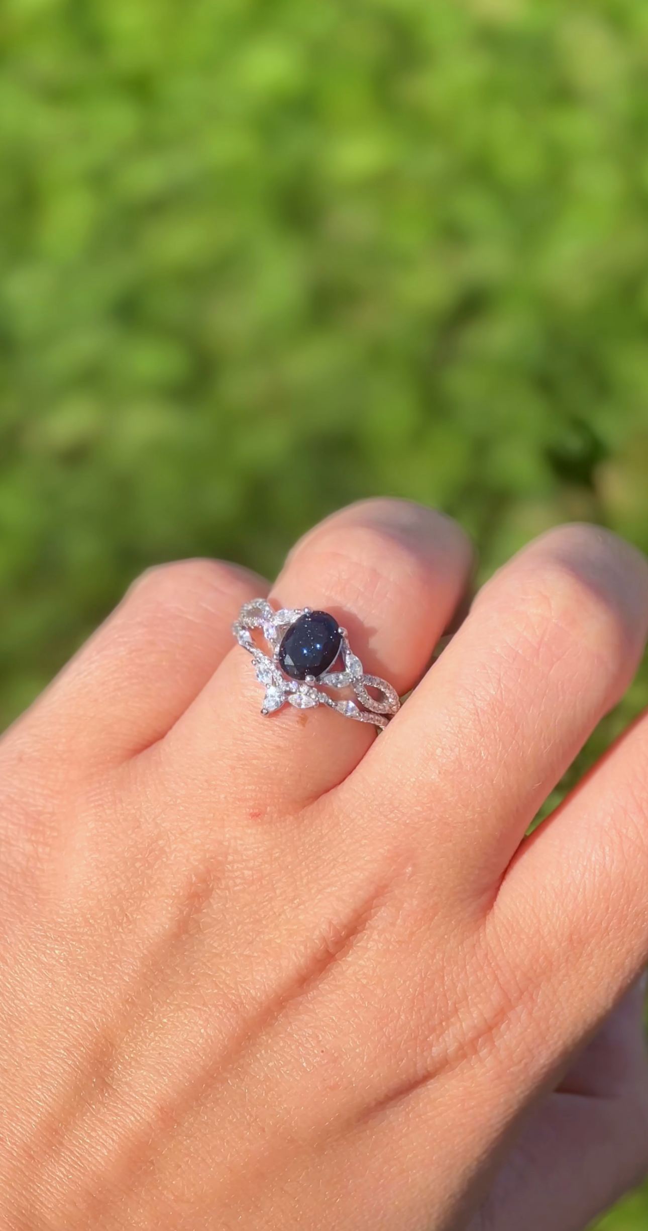 Among the Stars Blue Sandstone Ring Set