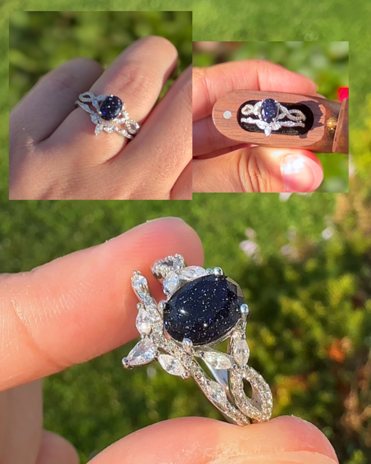 Among the Stars Blue Sandstone Ring Set