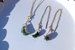 Moon and Stars Moss Agate Crescent Moon Necklace and Earrings Set