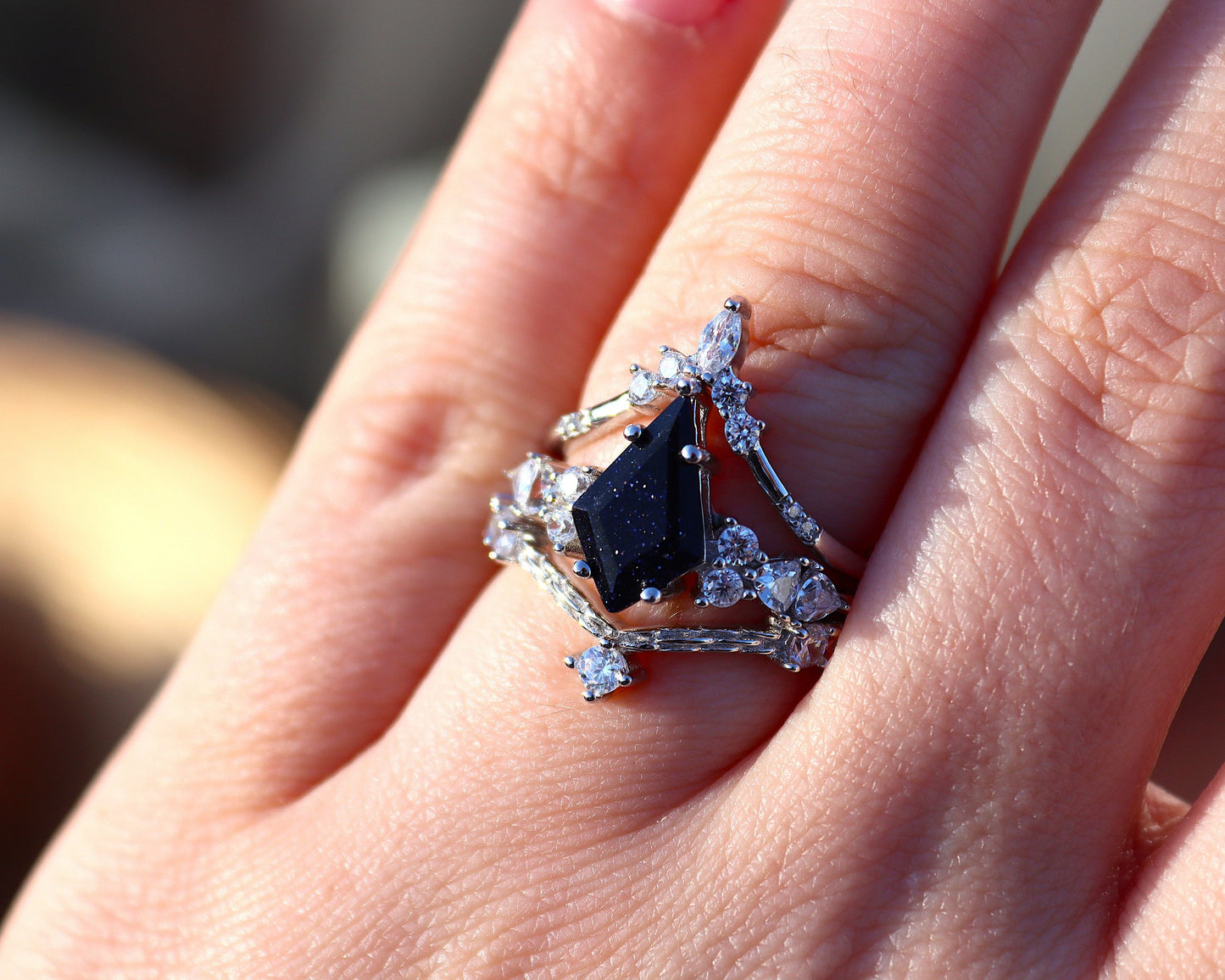 High Lady of Stars Empire Blue Sandstone Ring Set