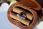 Winter Nights Blue Sandstone and Rainbow Moonstone Ring Set