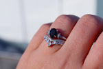 Winter Nights Blue Sandstone and Rainbow Moonstone Ring Set