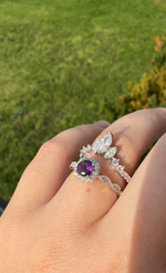 Cosmic Center and Queen of Stars Amethyst Ring Set