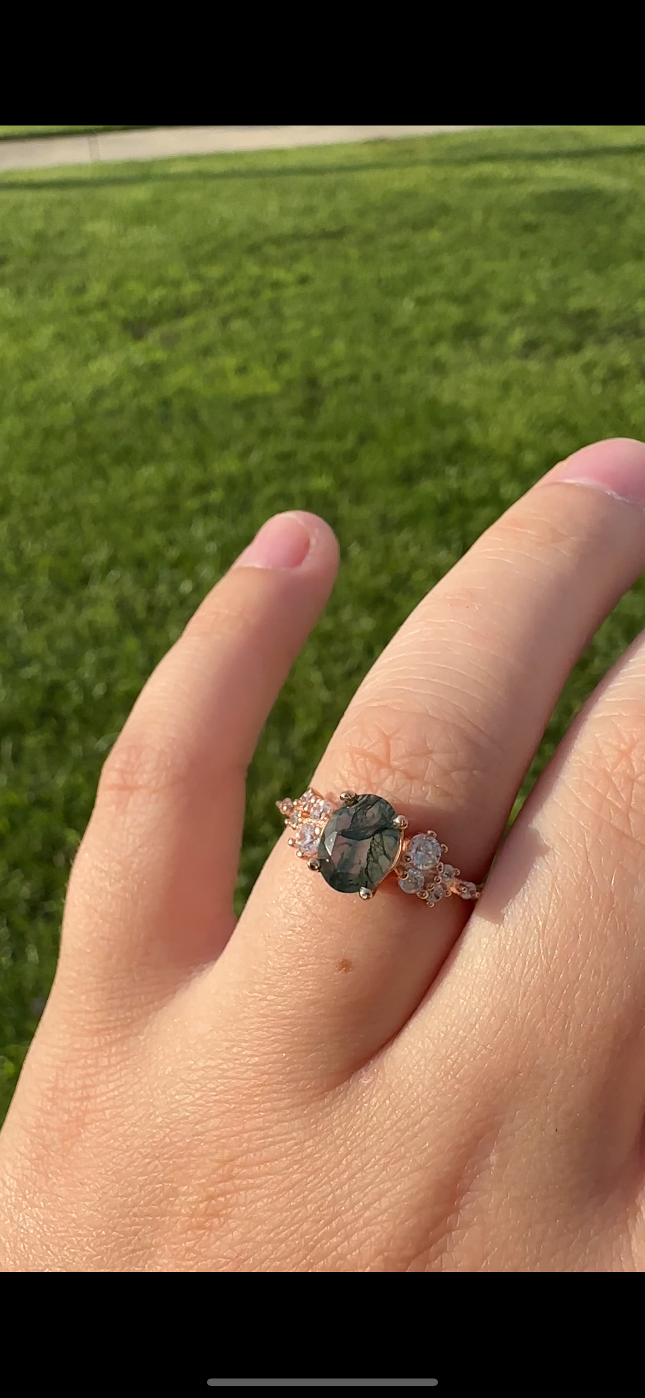 Biome Oval Moss Agate Ring