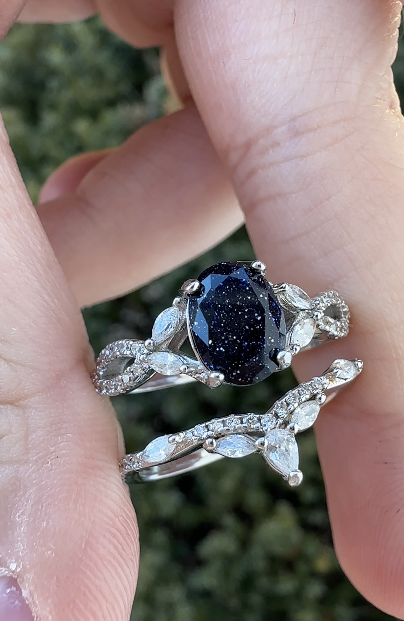 Among the Stars Blue Sandstone Ring Set