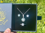 Stardust Moissanite Star Ring, Necklace, and Earrings Set