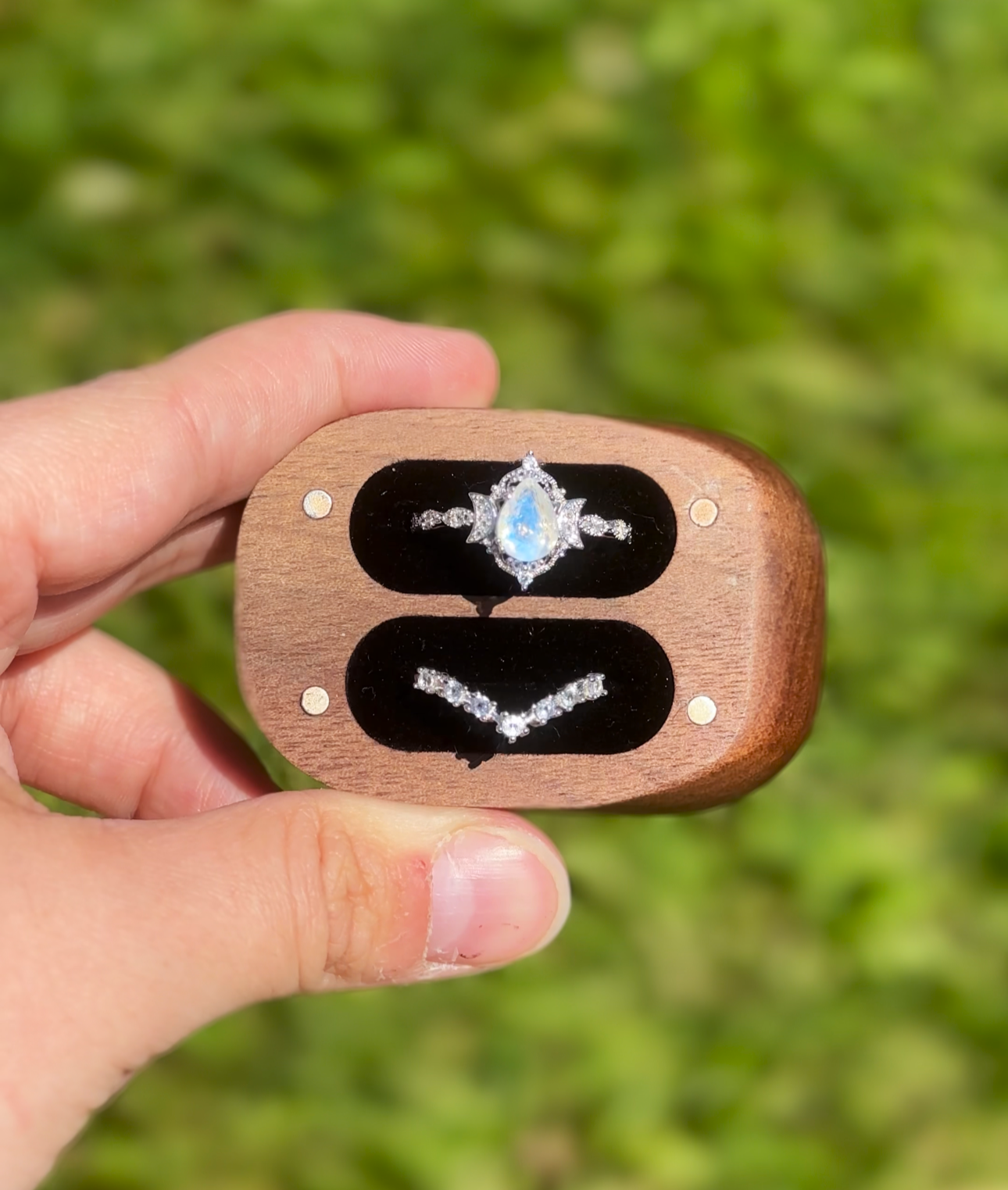 Goddess of the Moon Moonstone Ring Set