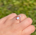 Lunar Queen Moonstone Ring Set