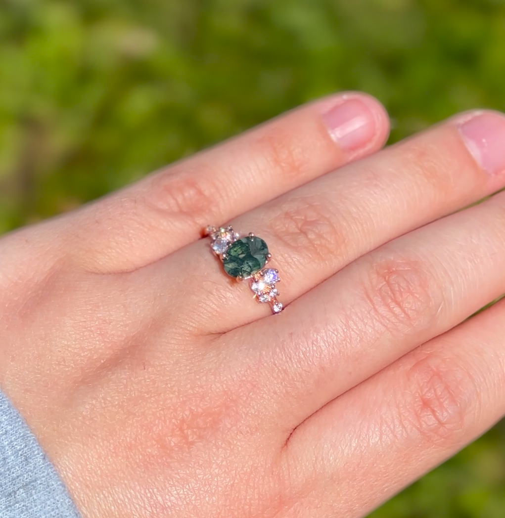 Biome Oval Moss Agate Ring