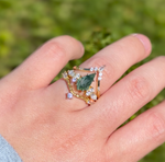 Empire Moss Agate 14k Gold Ring Set