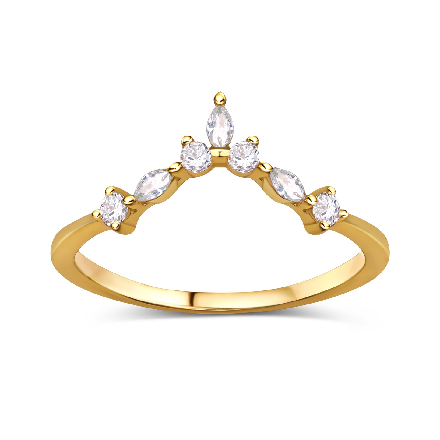 Crown of Stars Crystal Stacking Ring Band