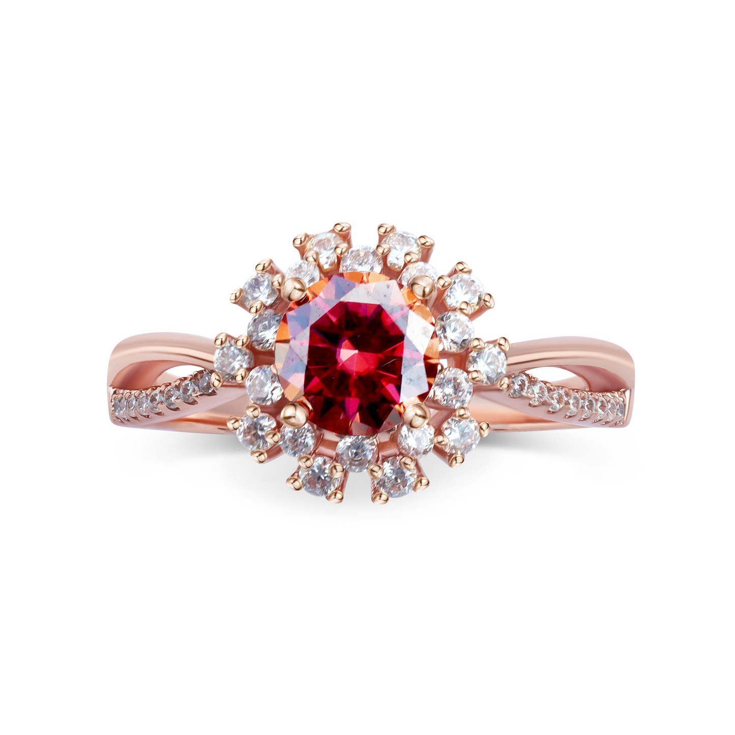 Solaris Red Moissanite Ring