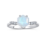 Ice Mirror Hexagon Moonstone Ring