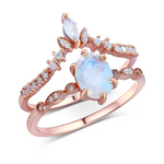 Lunar Queen Moonstone Ring Set