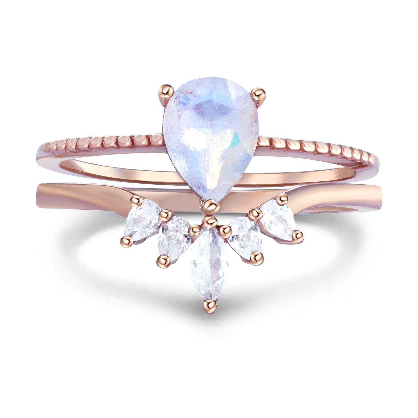 Lunar Princess Moonstone Ring Set