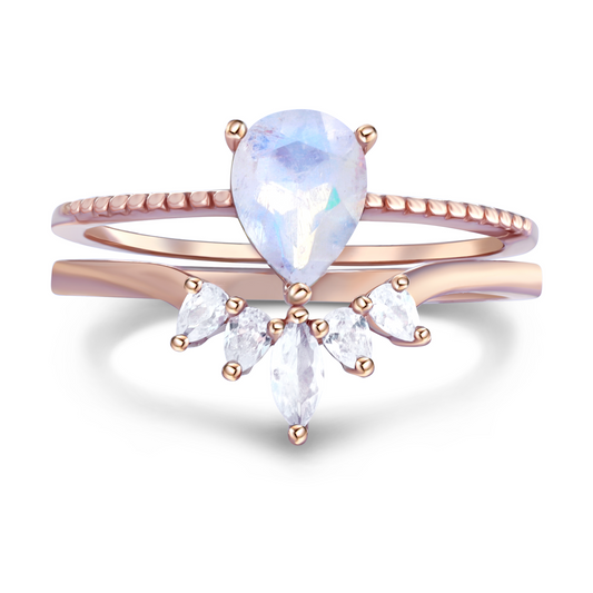 Lunar Princess Moonstone Ring Set