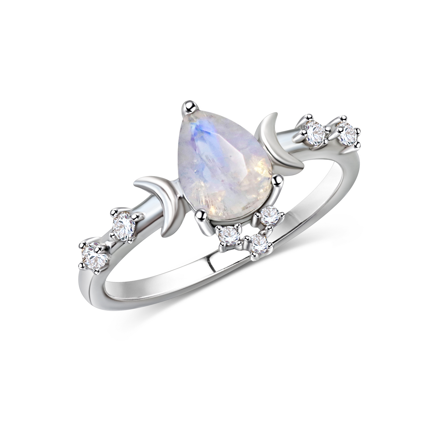 Lunar Phases Moonstone Ring