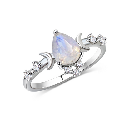 Lunar Phases Moonstone Ring