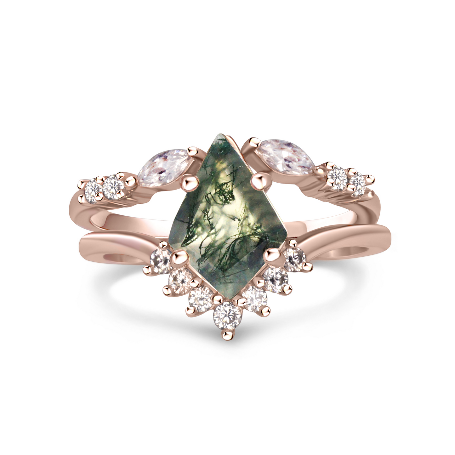 Everest Moss Agate Ring Set