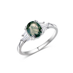 Winter Nights Moss Agate Ring