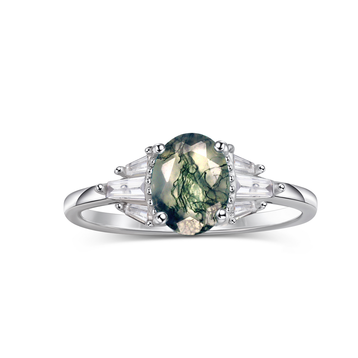 Winter Nights Moss Agate Ring