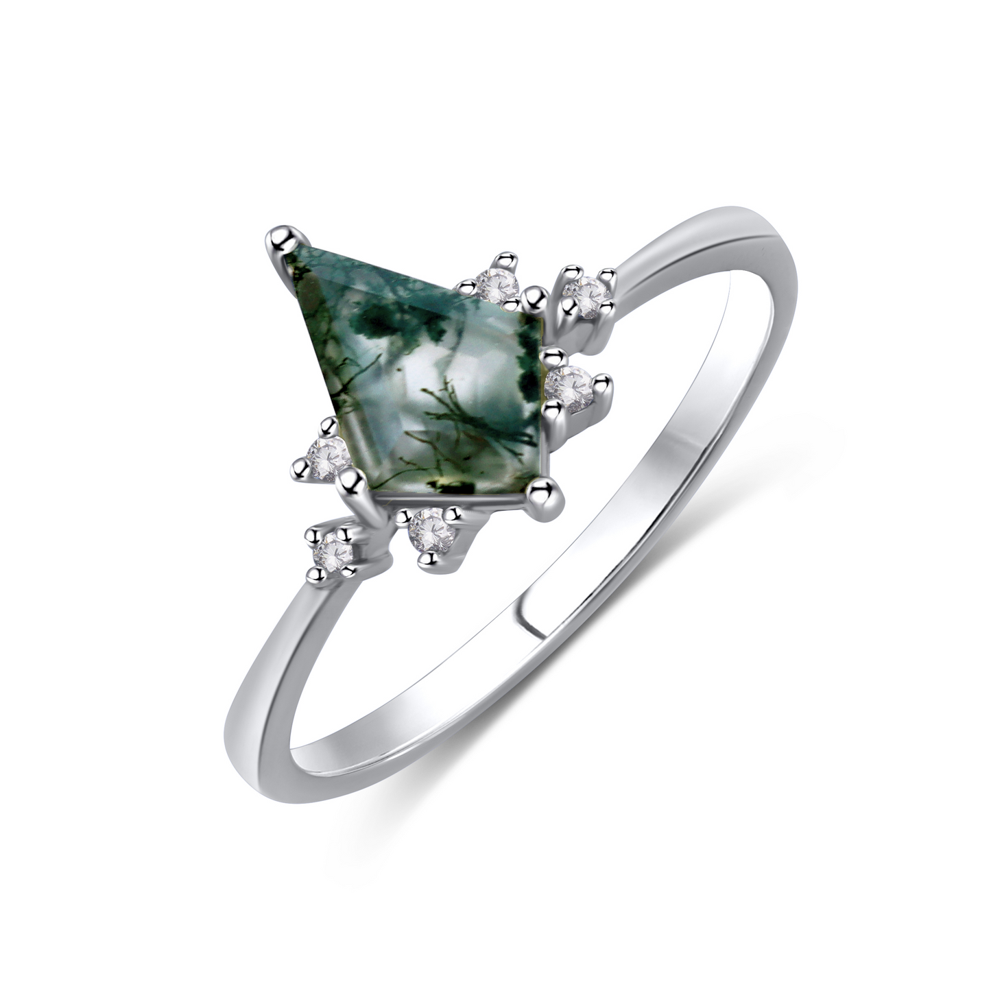 Flora Moss Agate Kite Ring