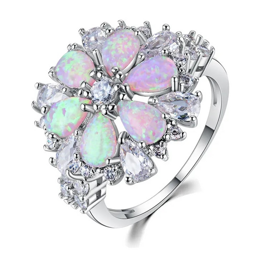 Cosmic Flower Simulated Opal Ring