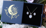 Sunflower Rainbow Moonstone Necklace and Earrings Set