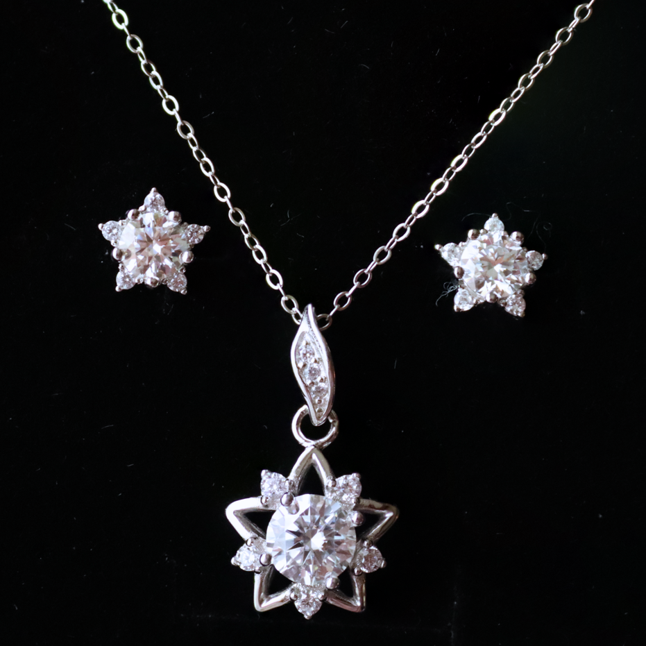 Stardust Moissanite Star Necklace and Earrings Set