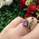 Dragon Heart Adjustable Amethyst Ring