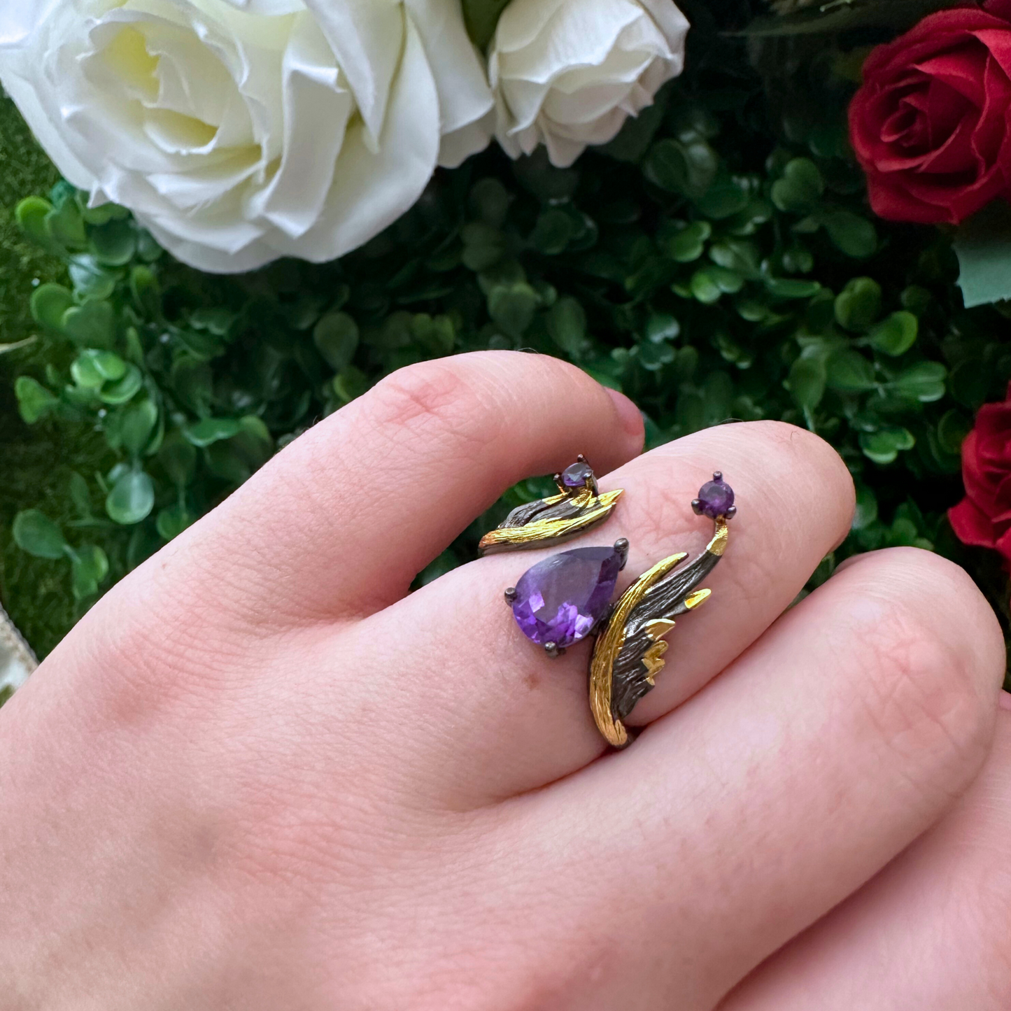 Dragon Heart Adjustable Amethyst Ring