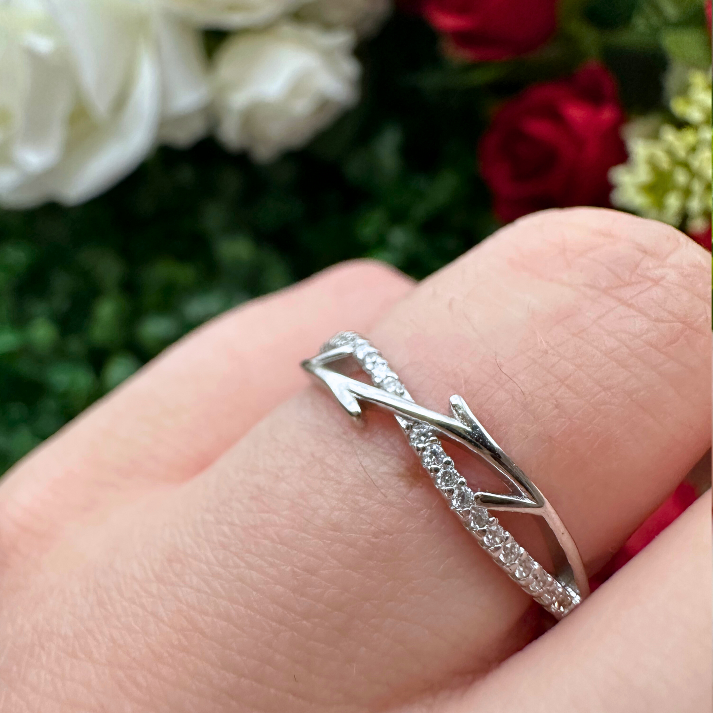 Tree Branch Crystal Stacking Ring Band